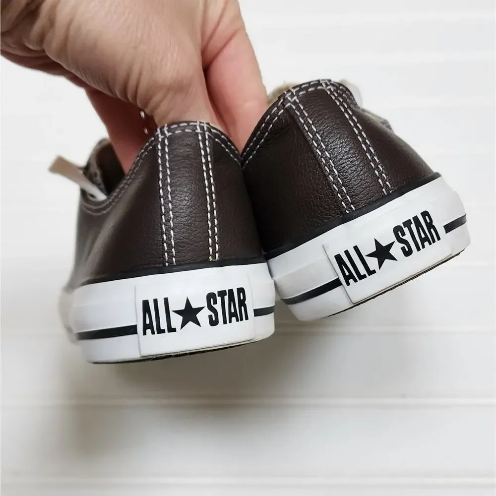 Converse Chuck Taylor All Star Low Leather Adult Sneakers Size 8.5 M/10.5W Brown - Picture 4 of 11